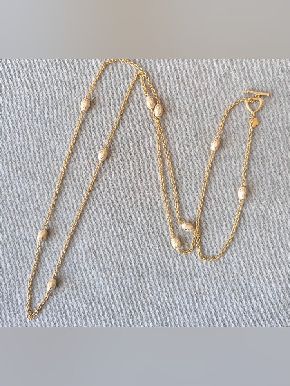 Gold-Tone Beaded Station Long Necklace